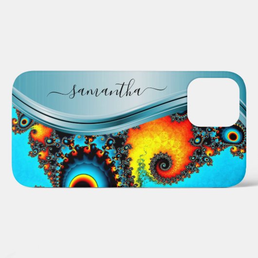 Bold Blue  Metallic Handwritten Monogram Case-Mate iPhoneケース (裏面 (横))