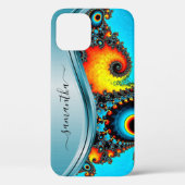 Bold Blue  Metallic Handwritten Monogram Case-Mate iPhoneケース (裏面)