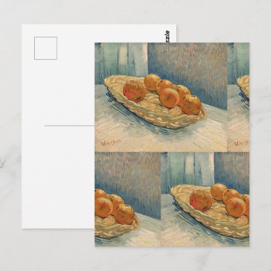 Bold Blue & Orange Van Gogh Fruit Decor ポストカード (正面/裏面)