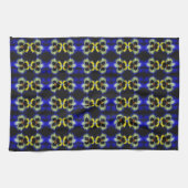 Bold Blue Pansy Flower Abstract Pattern キッチンタオル (横)