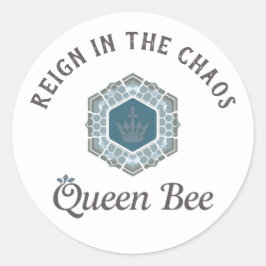 Bold Blue Regal Crown Motherhood Sticker ラウンドシール