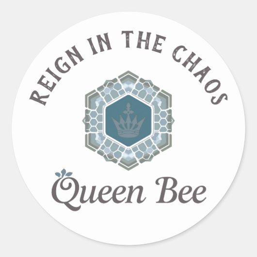 Bold Blue Regal Crown Motherhood Sticker ラウンドシール (正面)