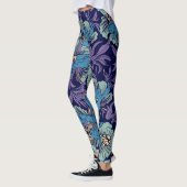 Bold Blue & Teal Botanical Print Floral Pattern  レギンス (左)