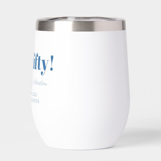 Bold Blue White Modern 50th Birthday Custom (背面)