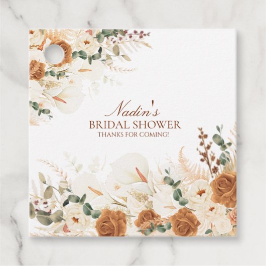 Bold Boho Ivory Calla Lilies Square フェイバータグ (正面)