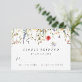 Bold Boho Wildflower Wedding RSVP Card (スタンド正面)