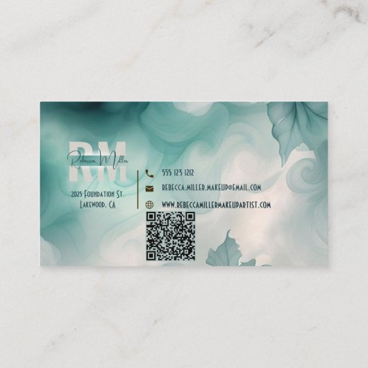 Bold Botanical Modern Watercolor Business Card 名刺 (裏面)