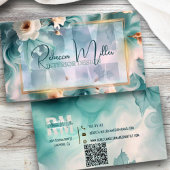 Bold Botanical Modern Watercolor Business Card 名刺