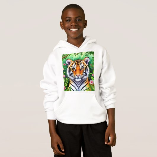 Bold Botanical Tiger cub Kid's T-Shirt (正面フル)