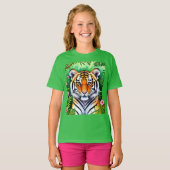 Bold Botanical Tiger cub Kid's T-Shirt Tシャツ (正面フル)
