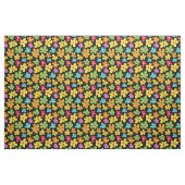 Bold Bright Flowers Pattern on Black ファブリック (ファットクウォーター)