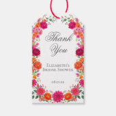 Bold Bright Pink and Orange Garden Flowers Party ギフトタグ (正面)
