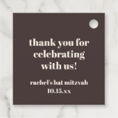 Bold Brown Cream Custom Cute Bat Mitzvah Thank You フェイバータグ (裏面)