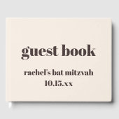 Bold Brown Cream Modern Custom Cute Bat Mitzvah ゲストブック (正面)
