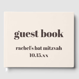Bold Brown Cream Modern Custom Cute Bat Mitzvah ゲストブック