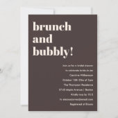 Bold Brown Modern Brunch Bubbly Bridal Shower 招待状 (正面)