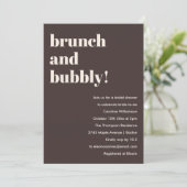 Bold Brown Modern Brunch Bubbly Bridal Shower 招待状 (スタンド正面)