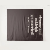 Bold Brown Modern Wedding Custom Photo Backdrop タペストリー (正面(横))