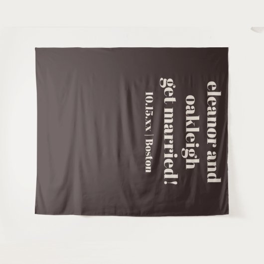 Bold Brown Modern Wedding Custom Photo Backdrop タペストリー (正面(横))