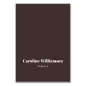 Bold Brown Typography Custom Wedding Place Card テーブルナンバー (正面)