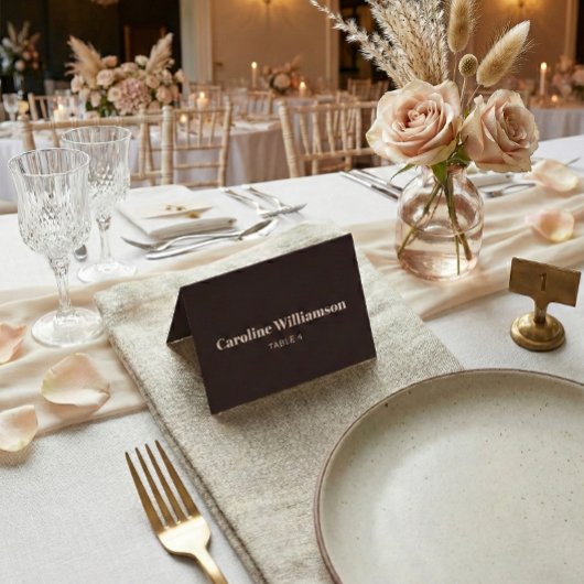 Bold Brown Typography Custom Wedding Place Card テーブルナンバー