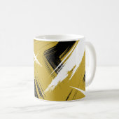 Bold Brush Strokes in Mustard Yellow and White コーヒーマグカップ (正面右)
