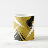 Bold Brush Strokes in Mustard Yellow and White コーヒーマグカップ (中央)