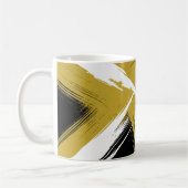 Bold Brush Strokes in Mustard Yellow and White コーヒーマグカップ (左)
