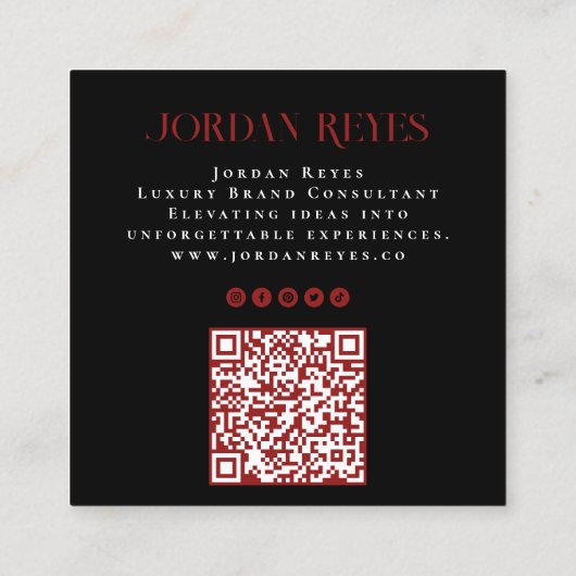 Bold Brushstroke Initials & Signature  スクエア名刺 (裏面)