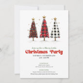 Bold buffalo plaid Christmas tree party invitation 招待状 (正面)