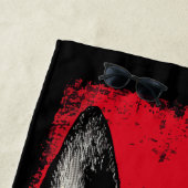 Bold Bull Terrier Portrait Red Background ビーチタオル (インサイチュ)