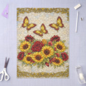 Bold Burgundy & Sunflowers Floral Decoupage  薄葉紙 (クラフト)