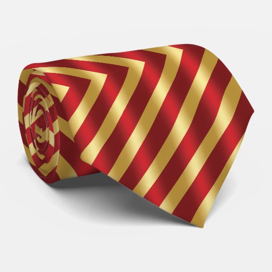 Bold Candy Cane Stripes Red & Gold Christmas Gift ネクタイ (ロール)