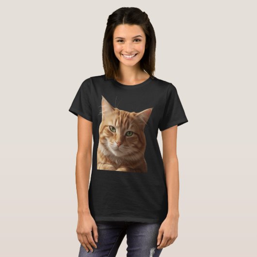 Bold Cat Face T-Shirt – Fierce & Stylish Tシャツ (正面フル)