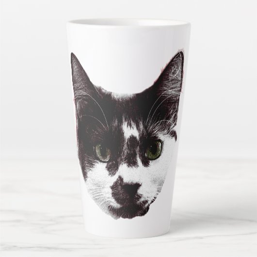 Bold Cat Gaze | Ink Style Mug カフェラテマグ (正面)