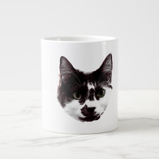Bold Cat Gaze | Ink Style Mug ジャンボコーヒーマグカップ (正面)