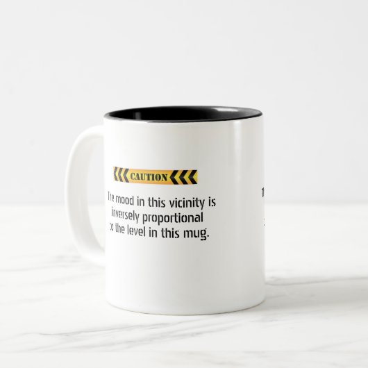 Bold Caution Mood Level Minimalist ツートーンマグカップ (正面左)