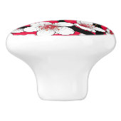 Bold Cherry Blossom Illustration on Red セラミックノブ (側面)