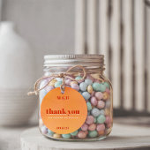 Bold Chic Orange Sunset Monogram Thank You Wedding フェイバータグ