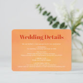 Bold Chic Orange Sunset Monogram Wedding Details エンクロージャーカード (スタンド正面)