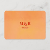 Bold Chic Orange Sunset Monogram Wedding Details エンクロージャーカード (裏面)