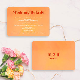 Bold Chic Orange Sunset Monogram Wedding Details エンクロージャーカード