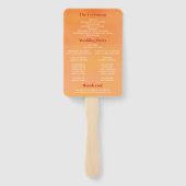 Bold Chic Orange Watercolor Sunset Wedding Program ハンドファン (裏面)