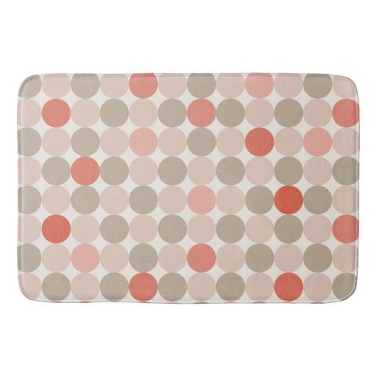 Bold Circle Pattern Bath Mat in Red Pink Mocha バスマット (正面)