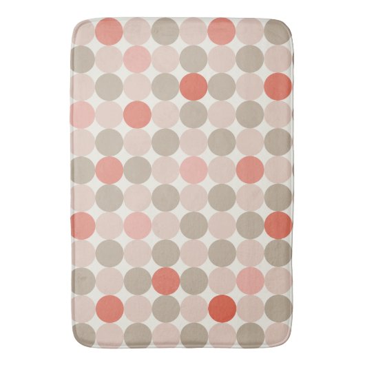 Bold Circle Pattern Bath Mat in Red Pink Mocha バスマット (正面縦)