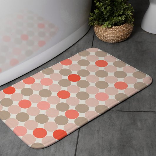 Bold Circle Pattern Bath Mat in Red Pink Mocha バスマット