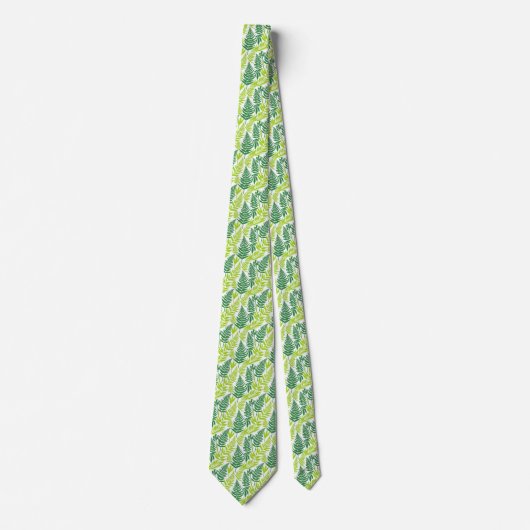 Bold Citrus Green Statement Botanical Fern Pattern ネクタイ (正面)
