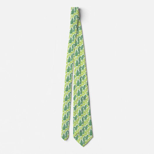 Bold Citrus Green Statement Botanical Fern Pattern ネクタイ (裏面)