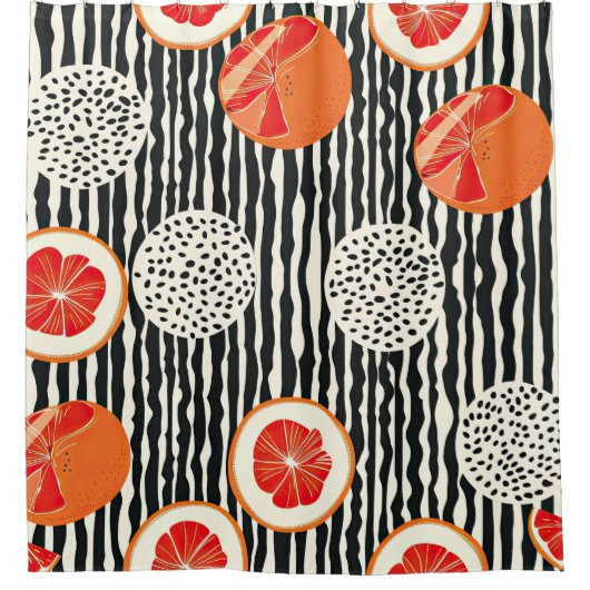 Bold Citrus Slice Stripes (1) シャワーカーテン (正面)