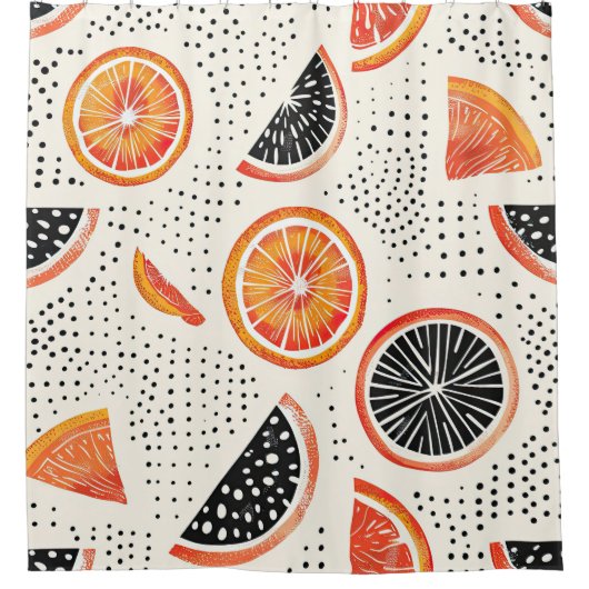 Bold Citrus Slice Stripes (2) シャワーカーテン (正面)